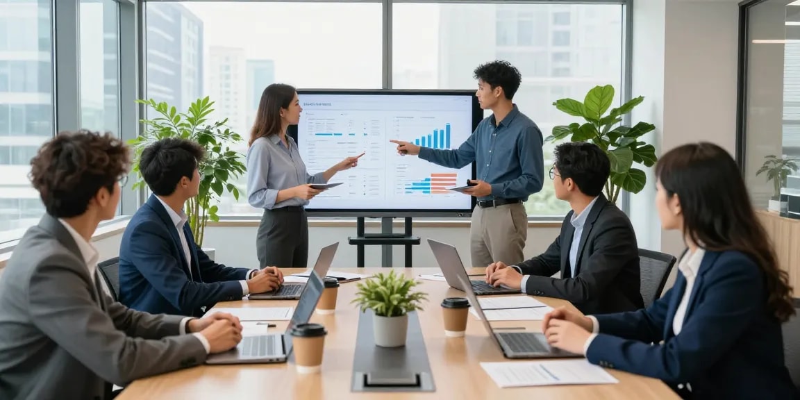 Collaborative team meeting at a modern office, showcasing effective strategies with a leading SEO agency Canada.