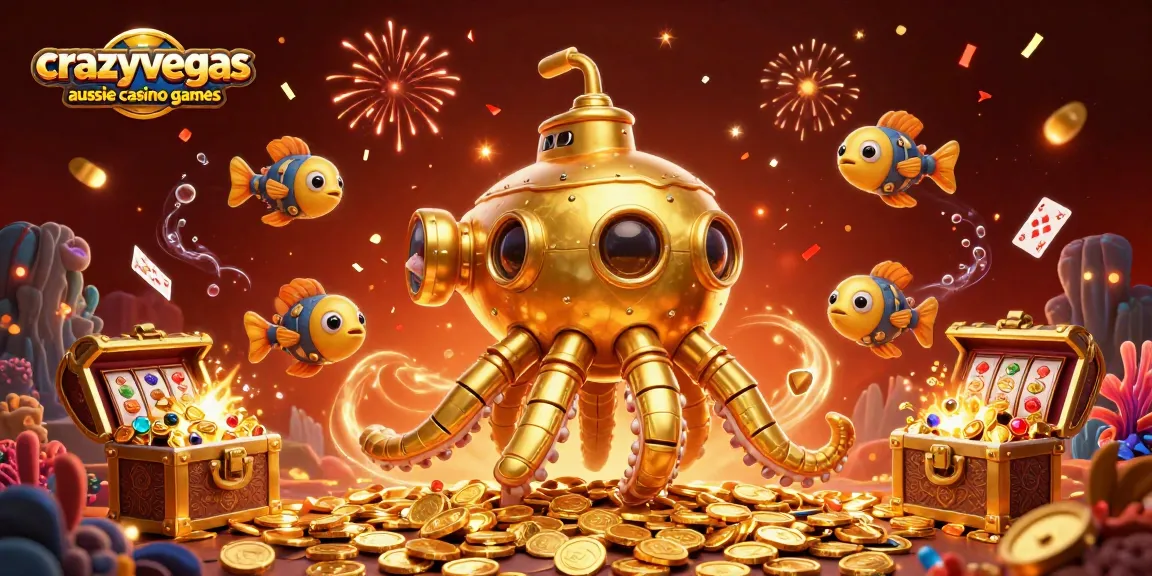 Experience the thrill with crazyvegas aussie casino games amidst golden treasures and festive displays.